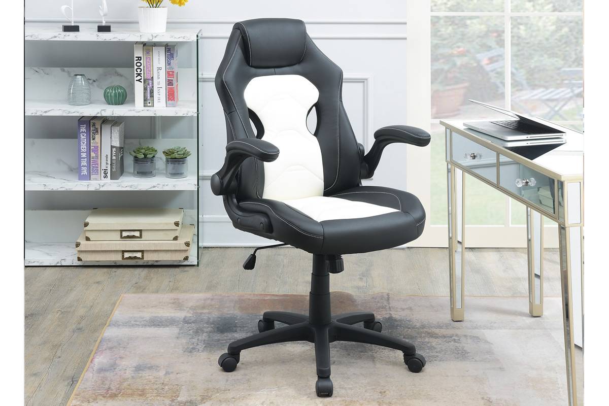 Black & White PU Leather Office Chair