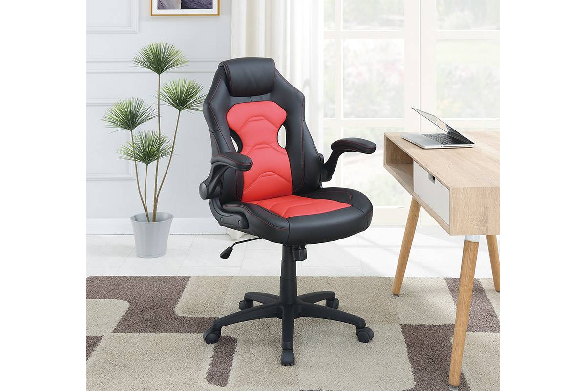 Black & Red PU Leather Office Chair