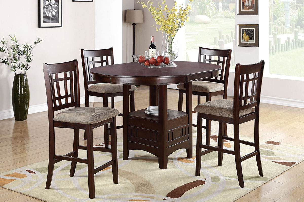 5-Pcs Counter Height Dining Dark Brown