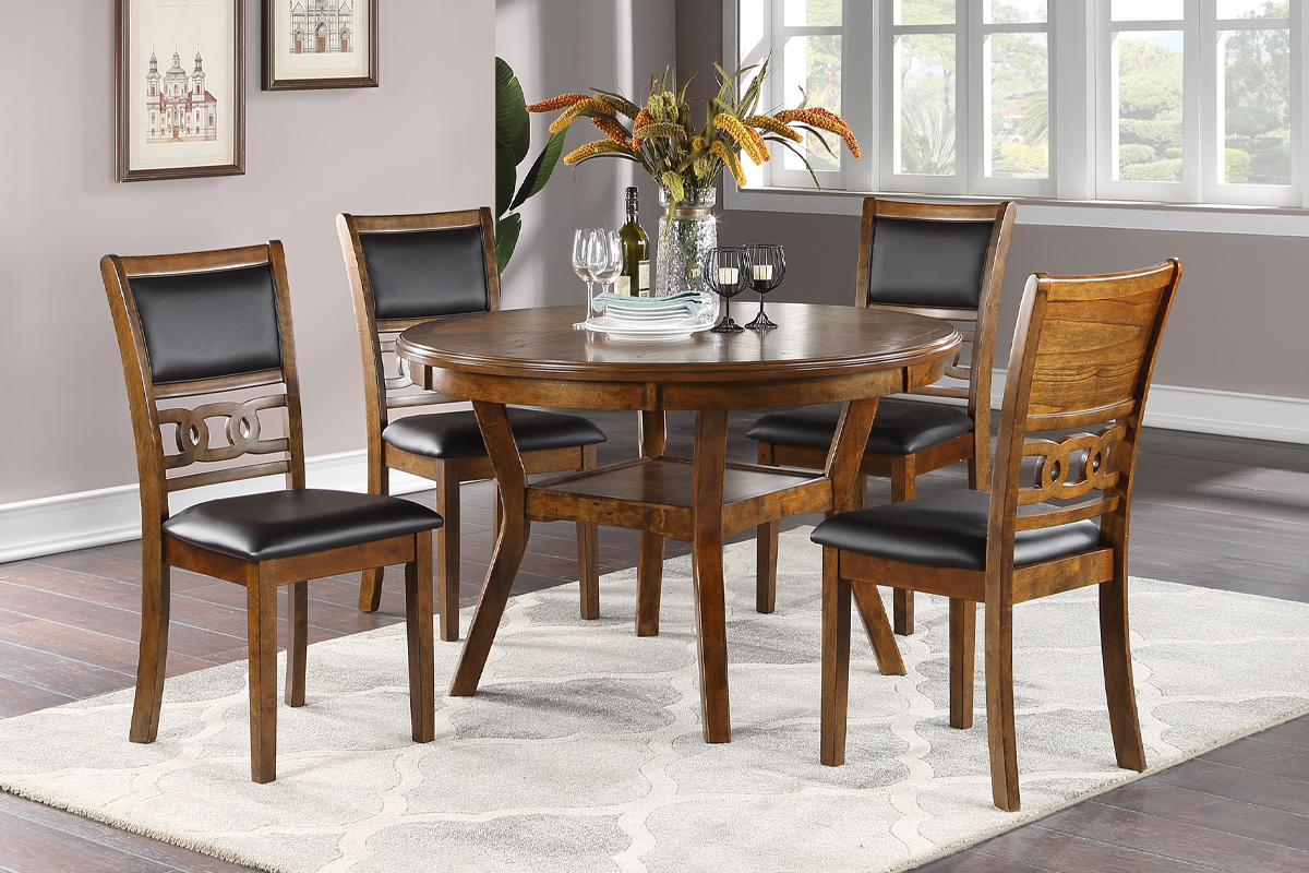 5-Pcs Dining Table Set Walnut