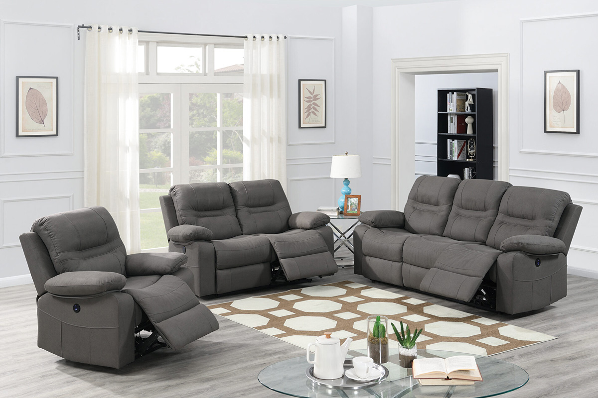 Power Motion Sofa & Loveseat Set Slate Blue
