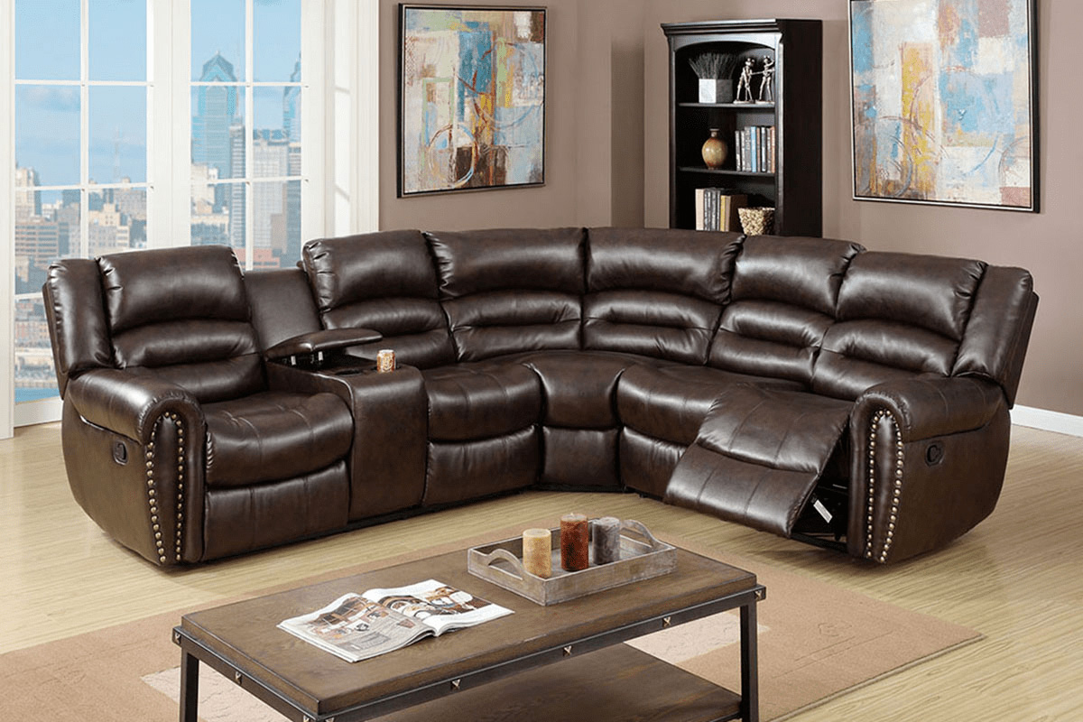 3-Pcs Motion Reclining Sectional Set Dark Brown