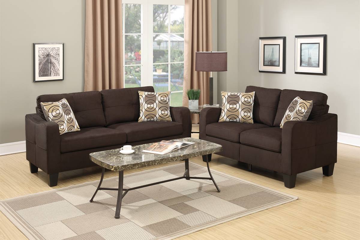 2 Pcs Sofa & Loveseat Chocolate