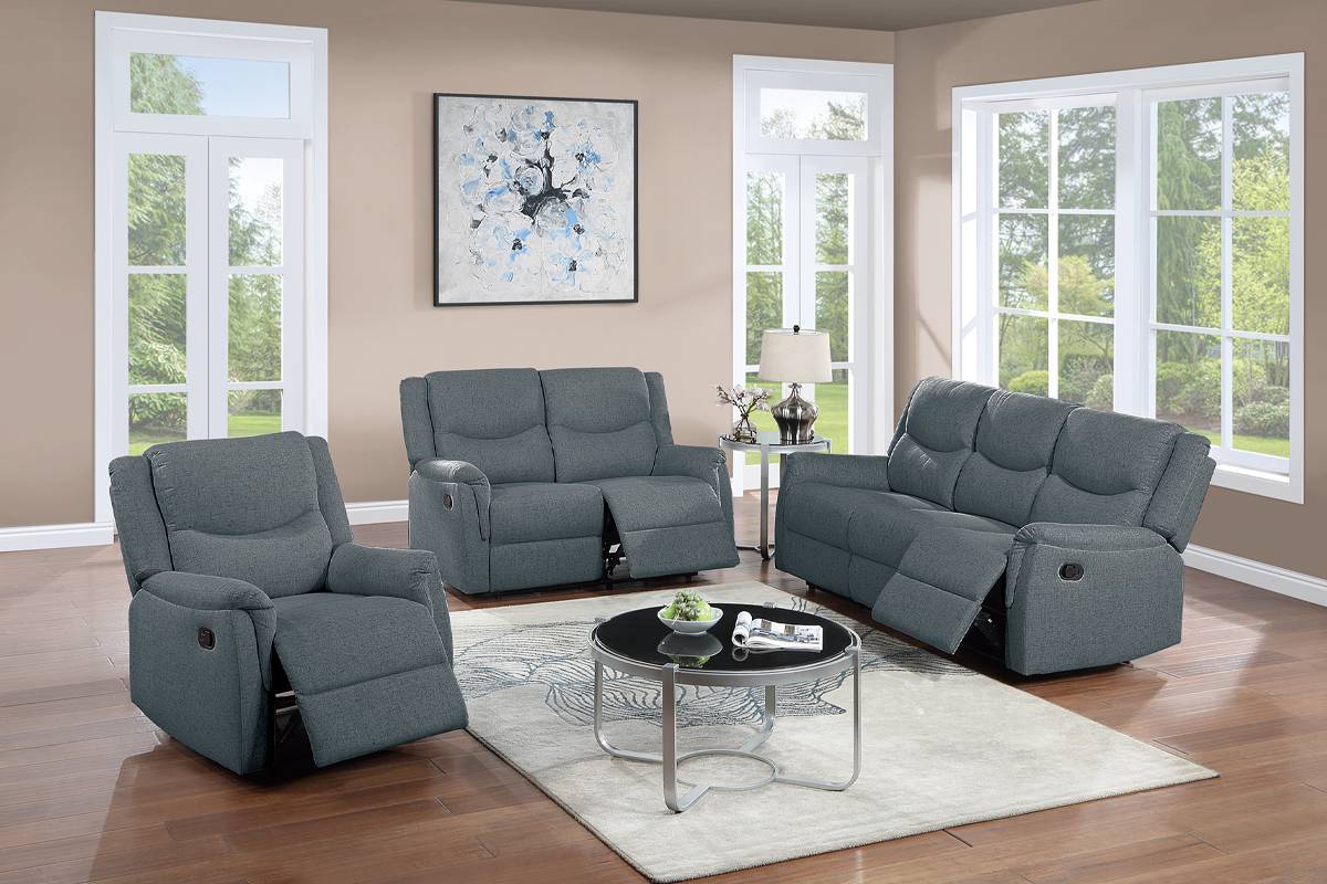 Motion Sofa & Loveseat Set Dark Grey
