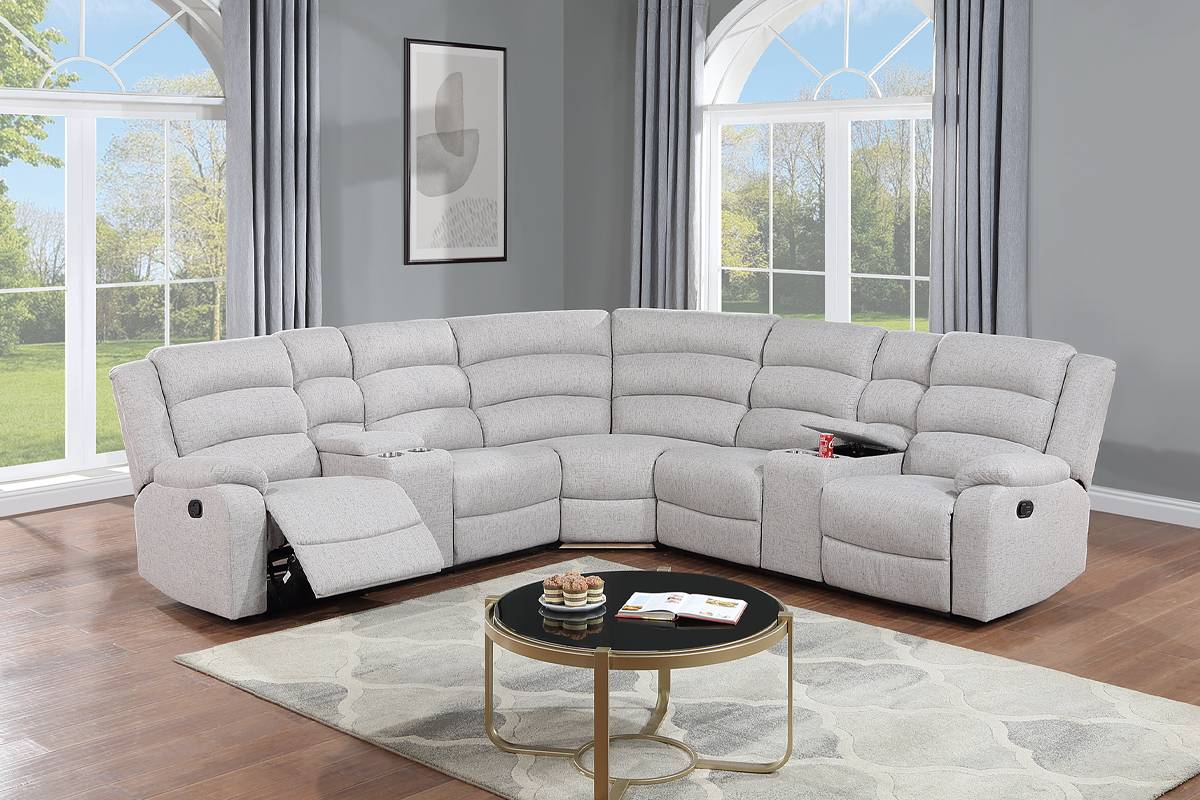 3-Pcs Reclining Sectional Set Sincere Bone