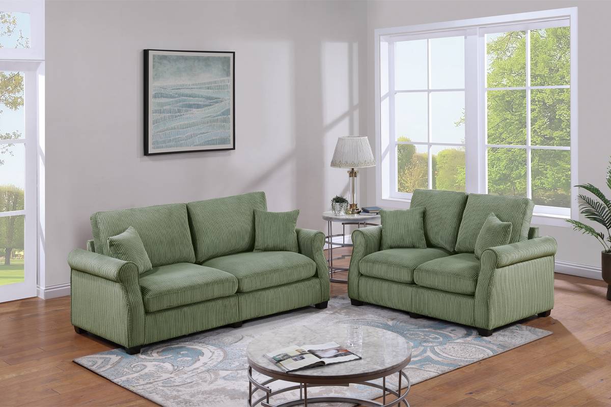 2 Pcs Sofa & Loveseat Sage