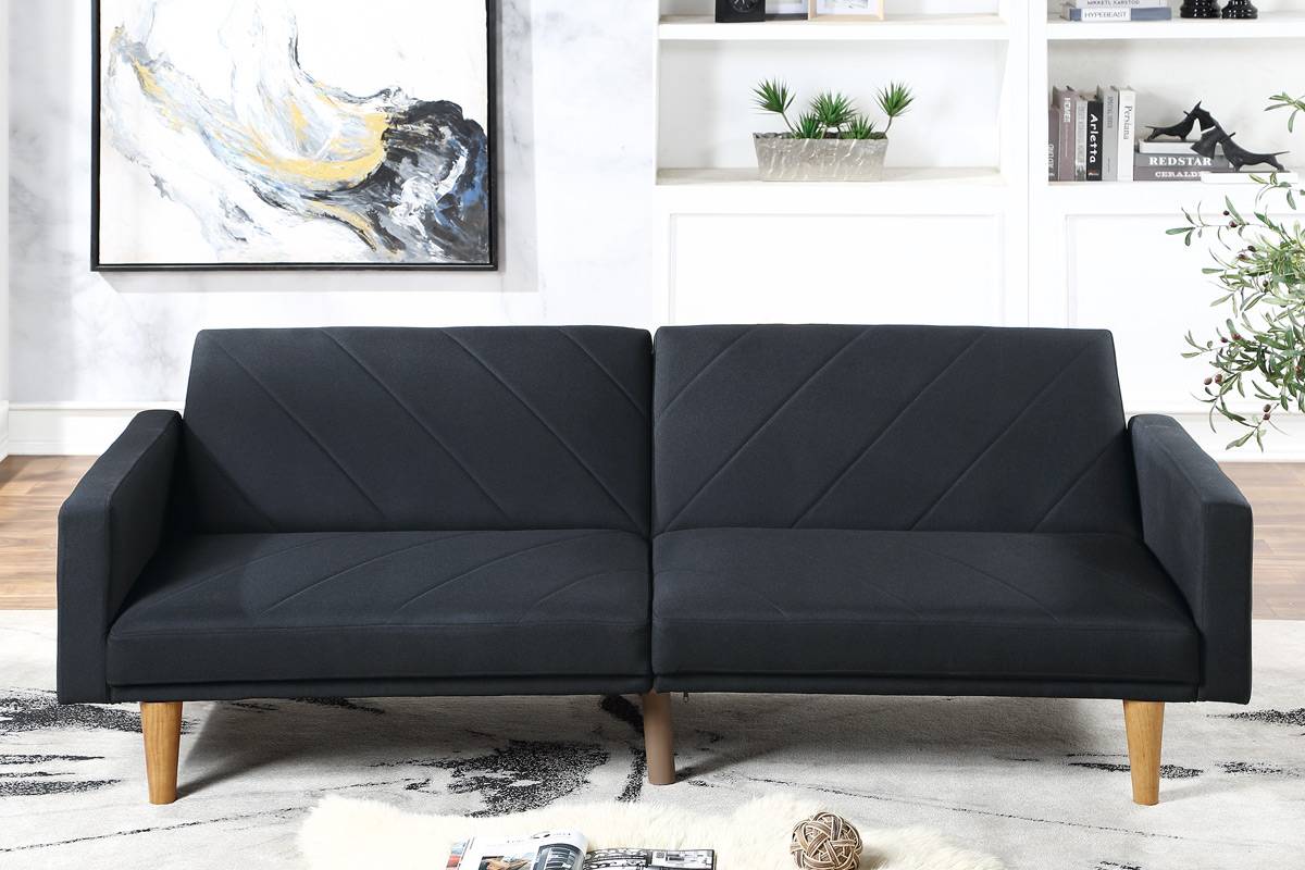 Black Polyfiber Adjustable Sofa