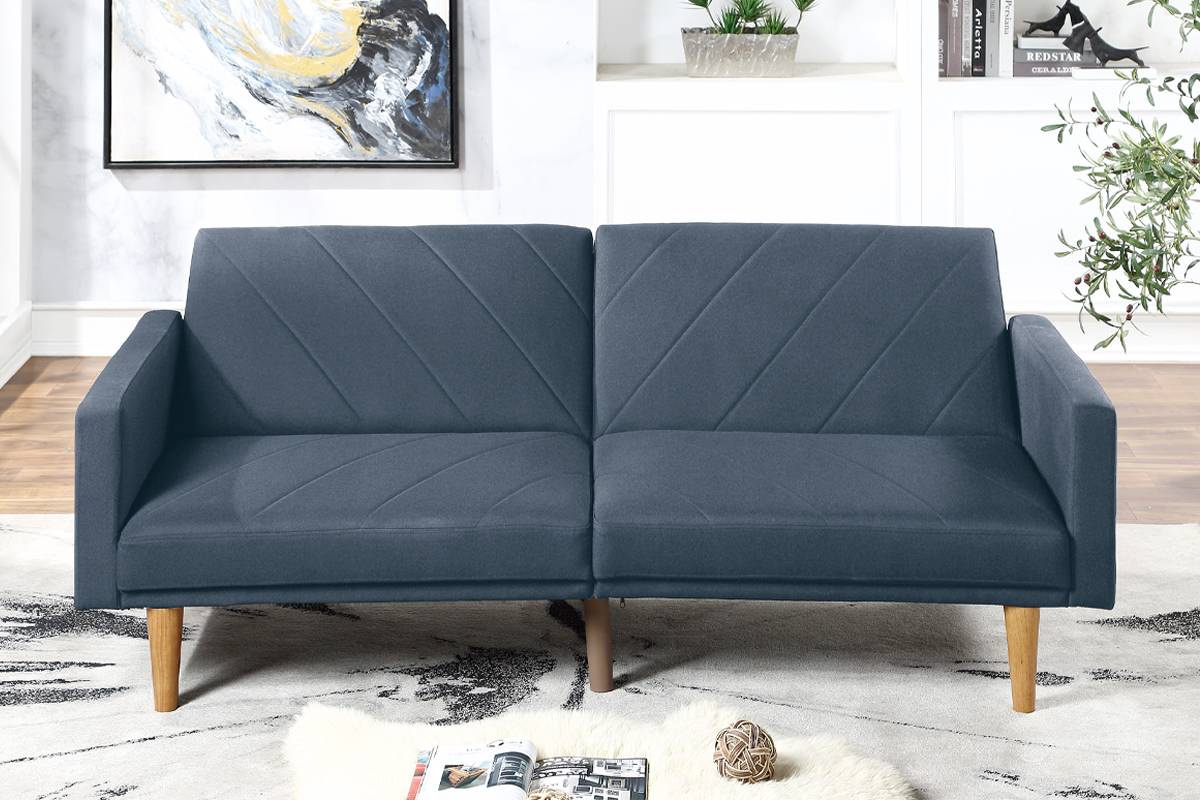 Navy Polyfiber Adjustable Sofa