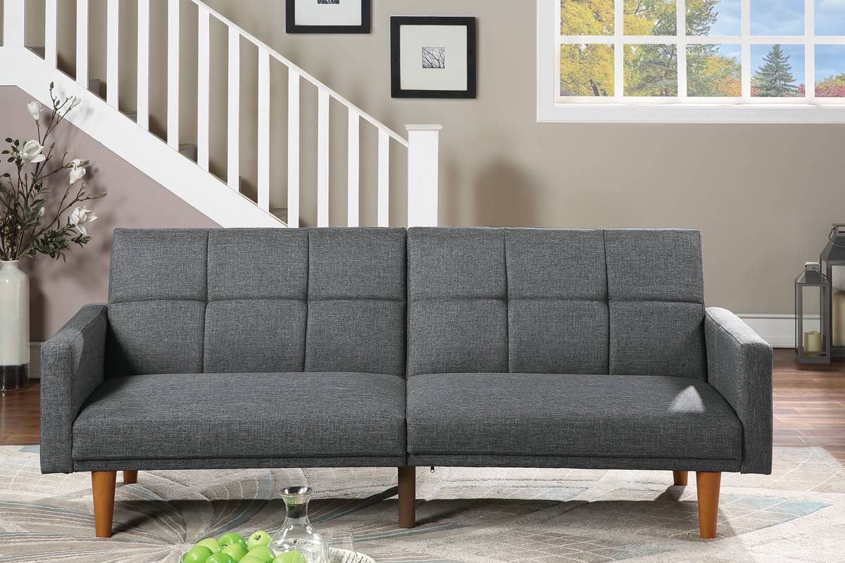 Blue Grey Polyfiber Adjustable Sofa