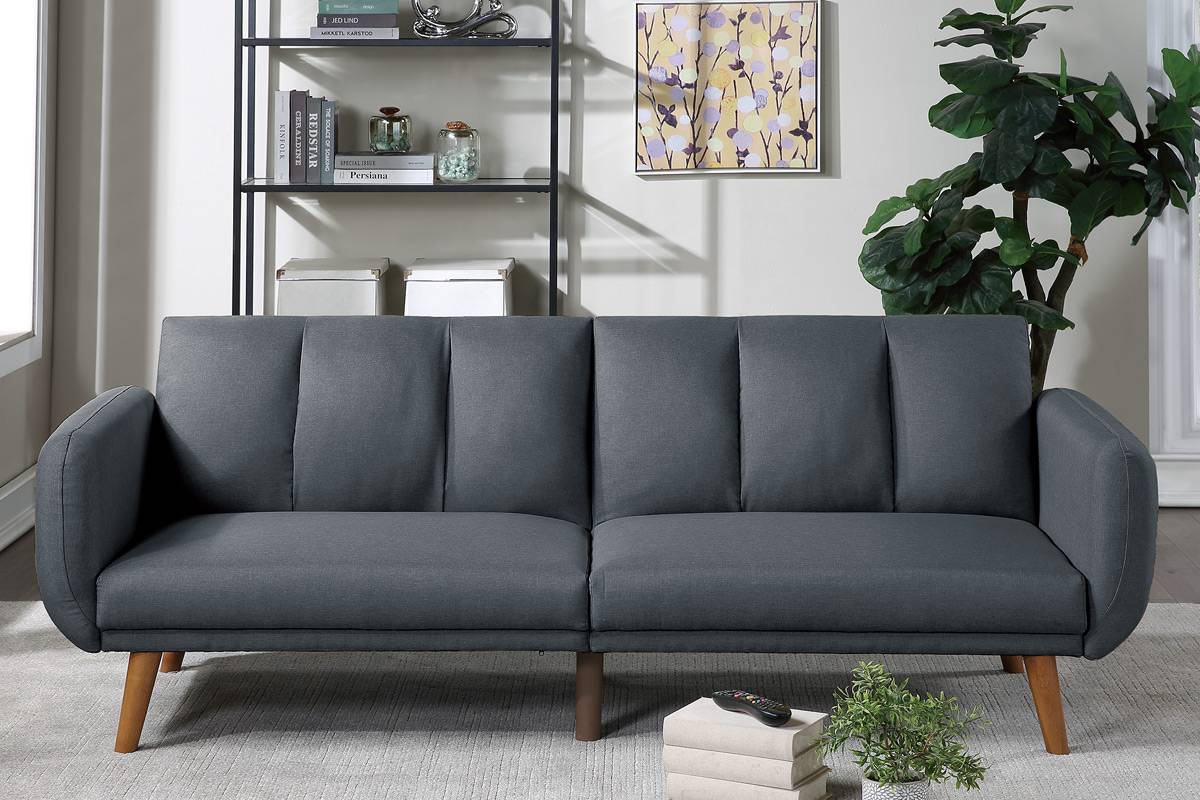 Blue Grey Polyfiber Adjustable Sofa