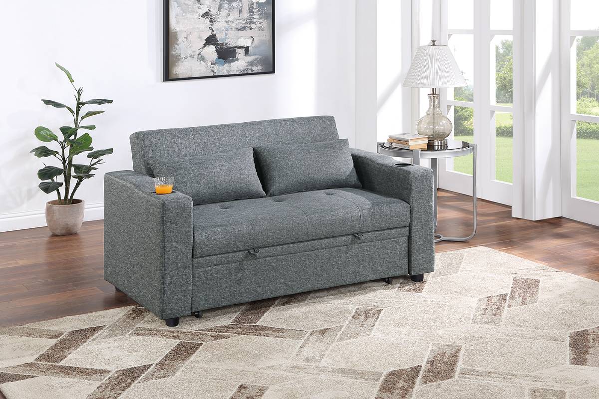 Convertible Sofa Black Grey