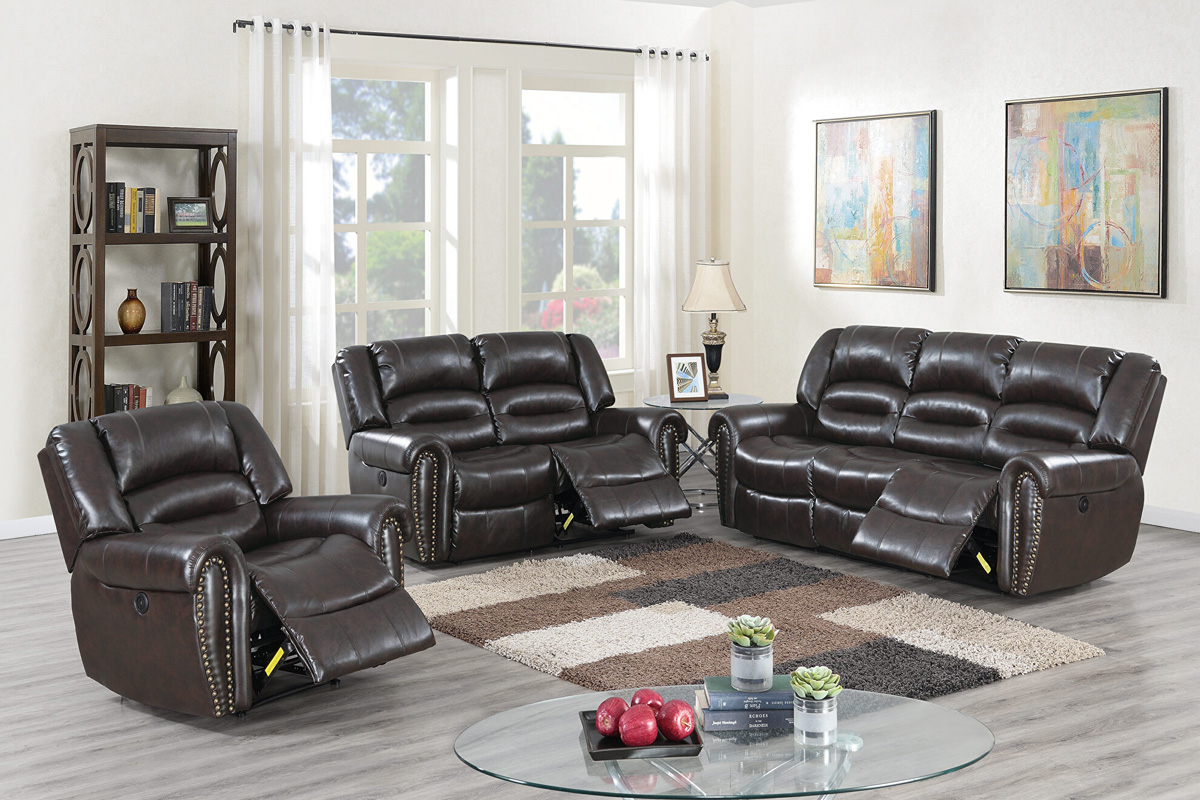 Power Motion Sofa & Loveseat Set Dark Brown