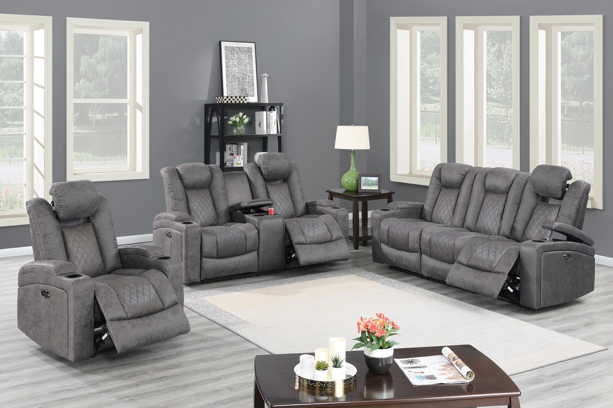 Power Motion Sofa & Loveseat Set Antique Grey