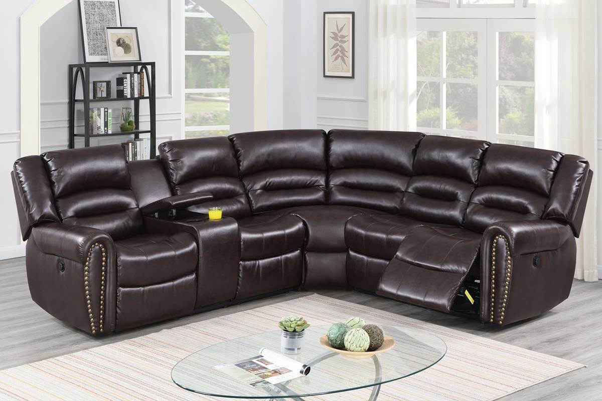3-Pcs Power Motion Sectional Set Dark Brown