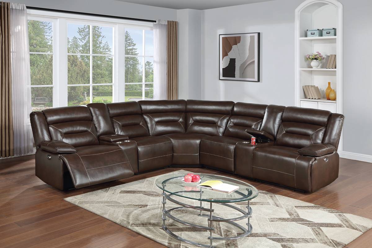 3-Pcs Power Motion Sectional Set Brown