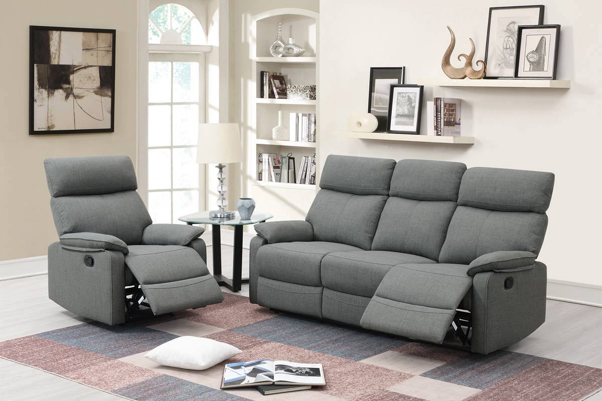 Motion Sofa & Single Recliner Set Grey