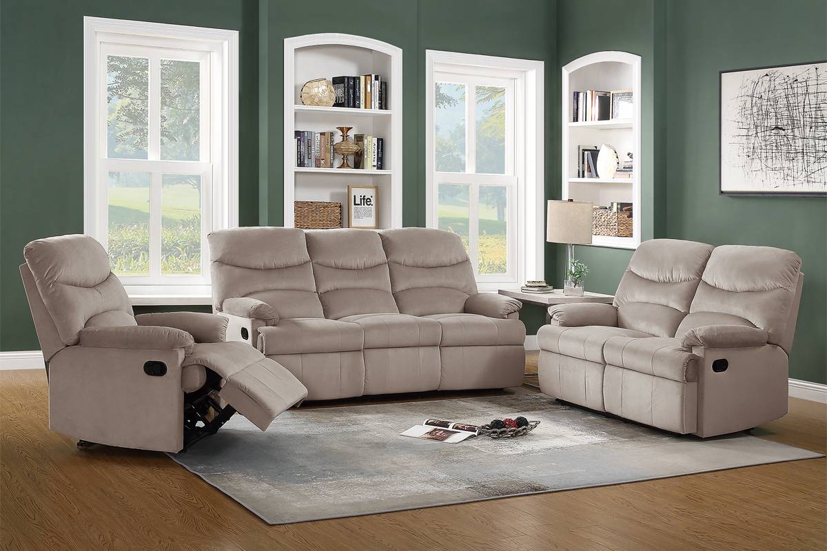 Motion Sofa & Loveseat Set Light Brown