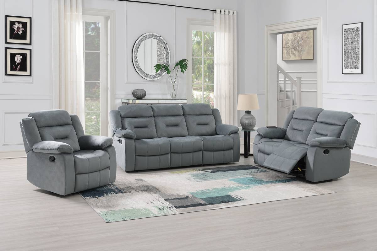 Motion Sofa & Loveseat Set Dark Grey