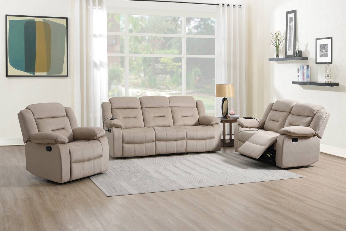 Motion Sofa & Loveseat Set Beige