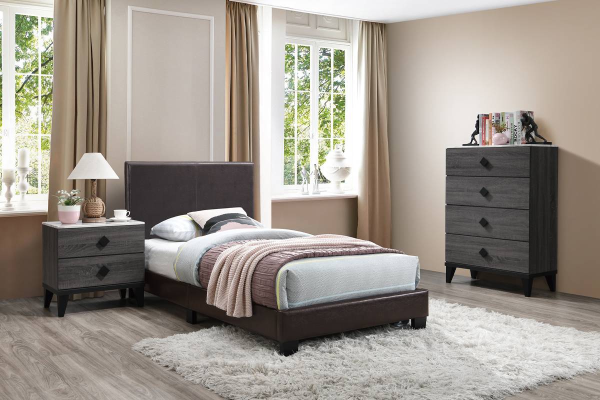 Twin Size Bed Brown