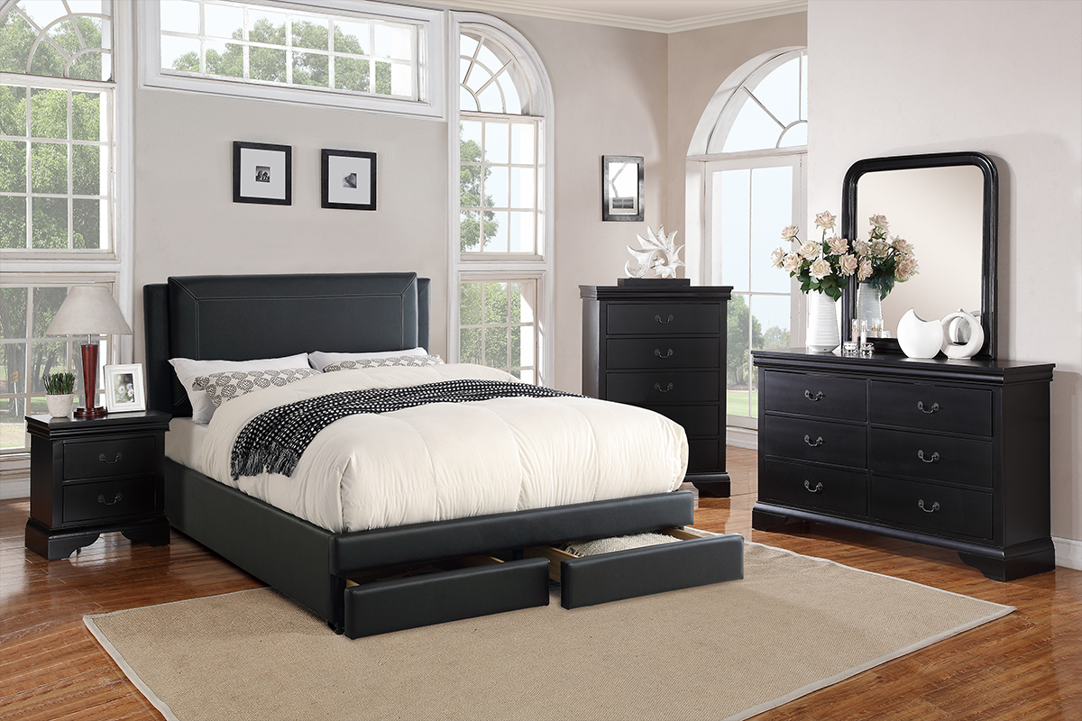 Full Size Bed w/ 2 Drawers Black