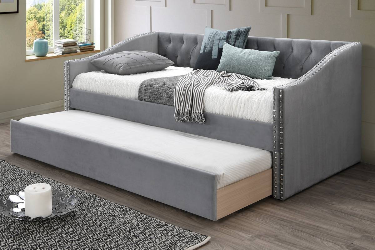 Day Bed Slats + Trundle Grey