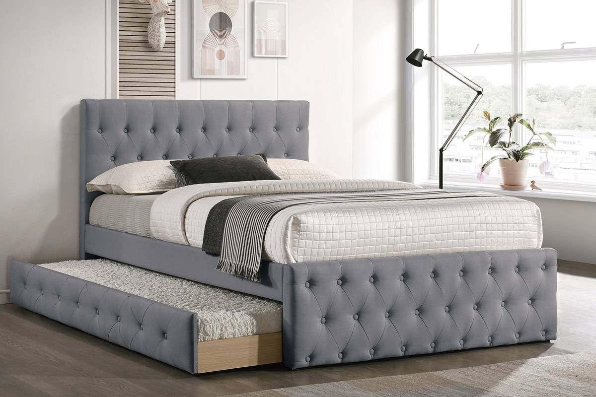 Twin Size Bed w/Trundle Light Grey