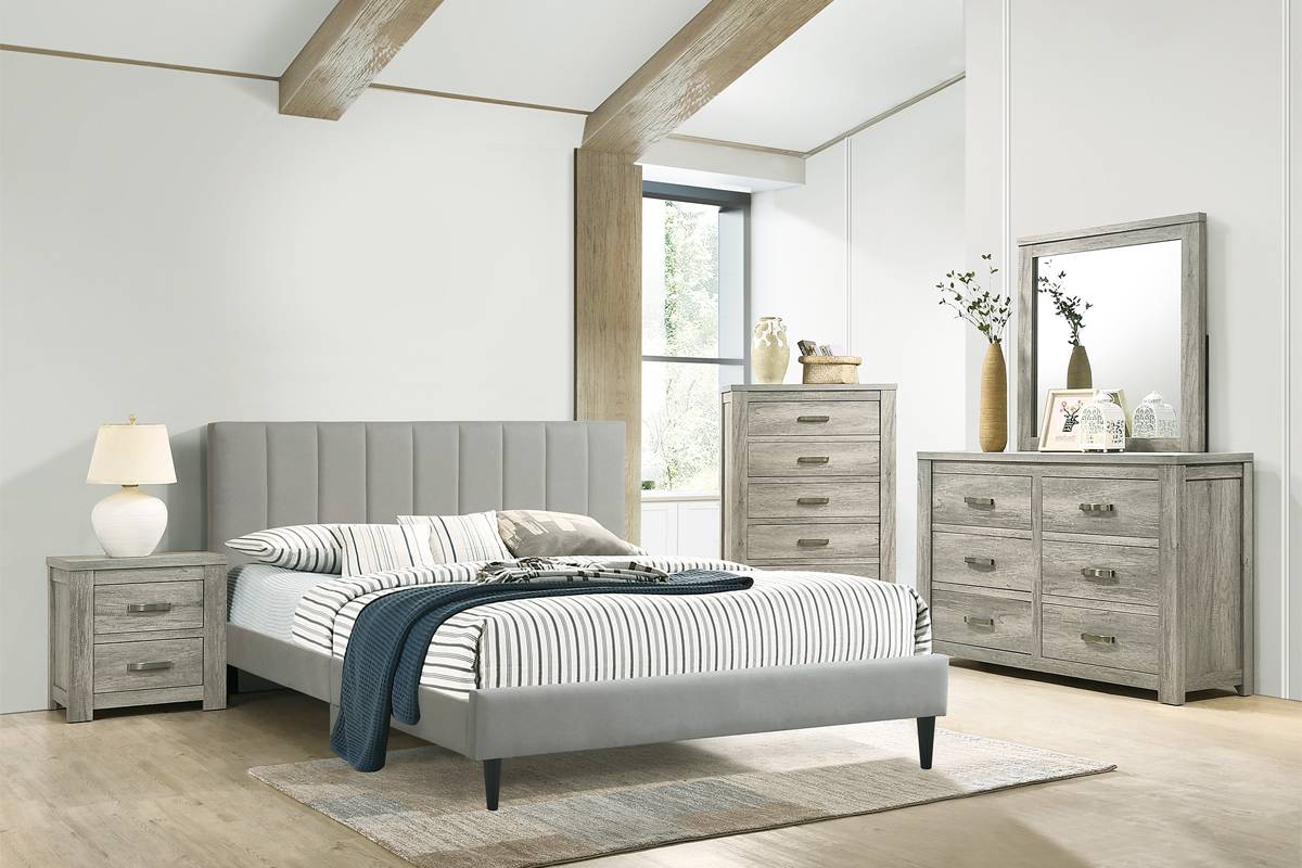 Full Size Bed Light Grey