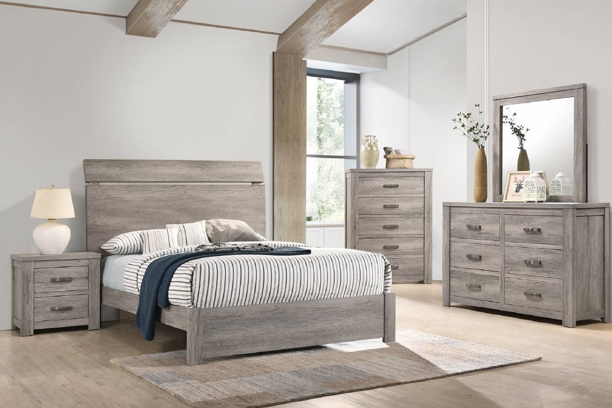 California King Bed Light Grey