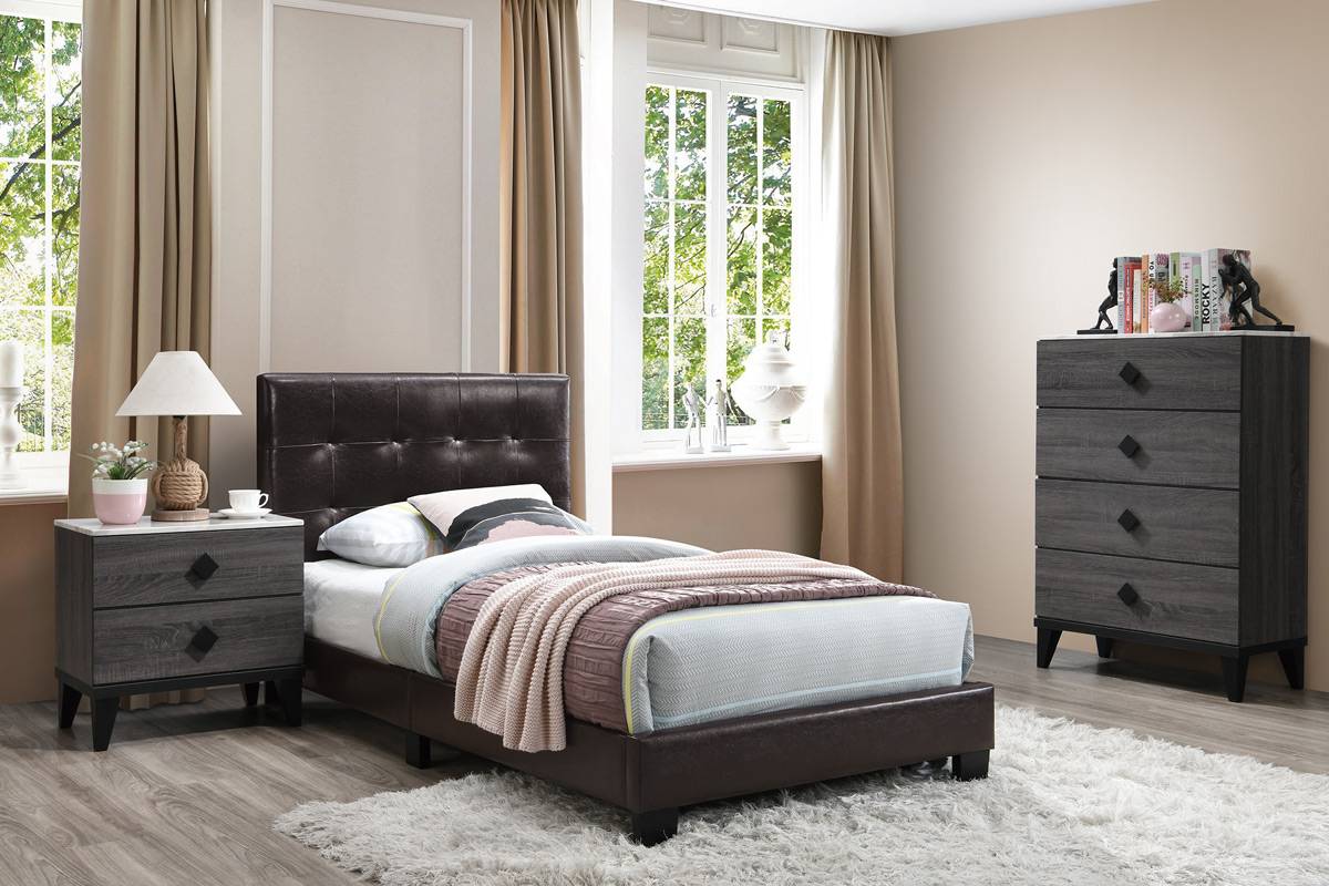 Twin Size Bed Brown