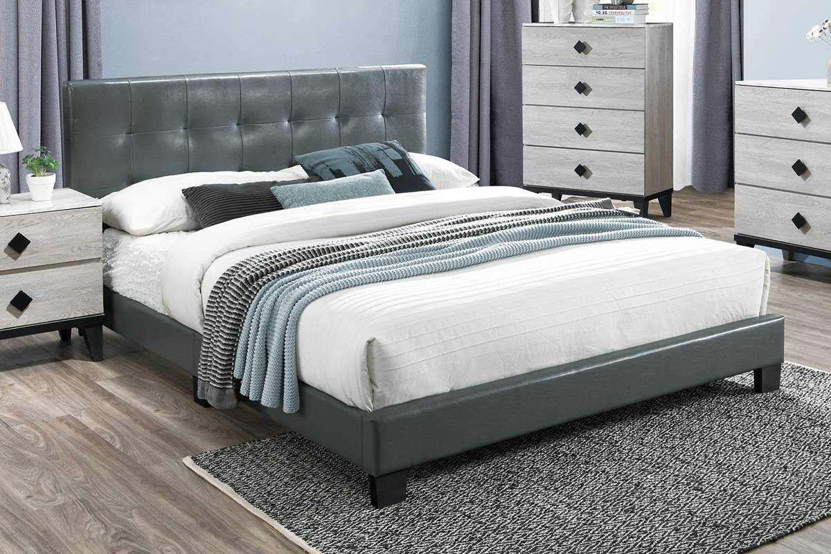 Queen Size Bed Grey