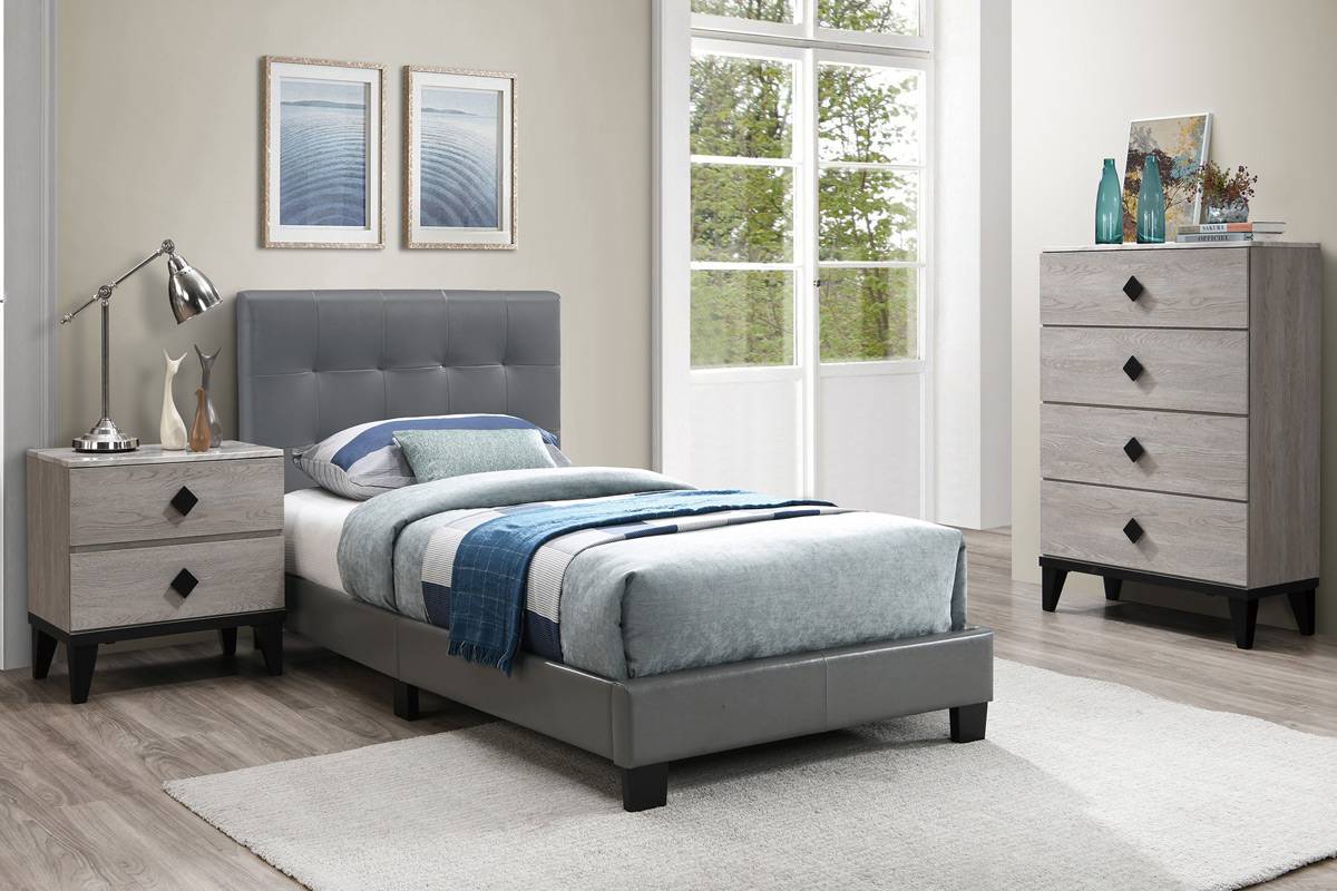 Twin Size Bed Grey