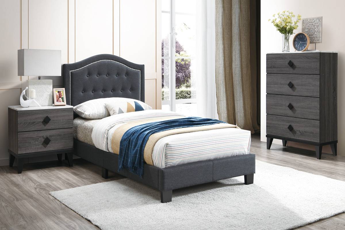 Twin Size Bed Charcoal