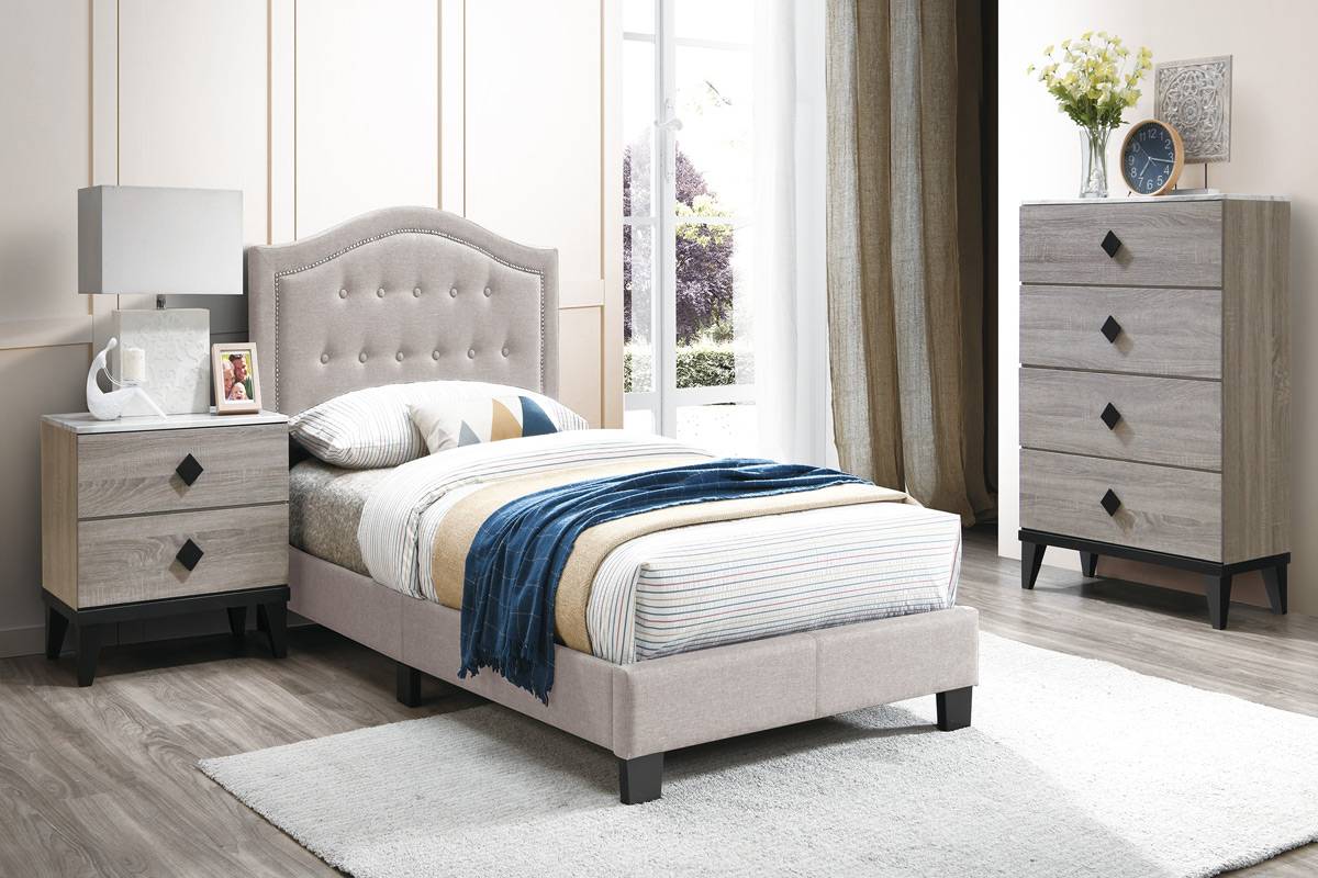 Twin Size Bed Light Brown