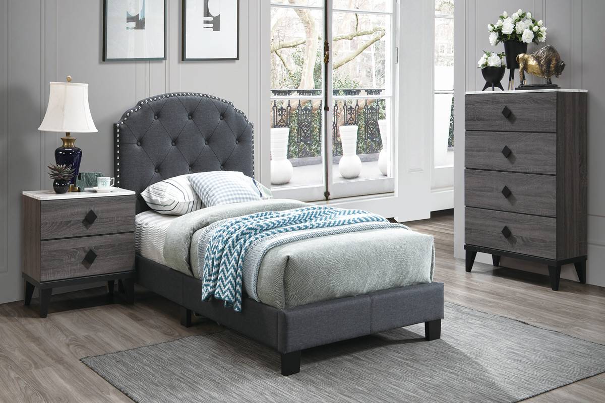 Twin Size Bed Charcoal