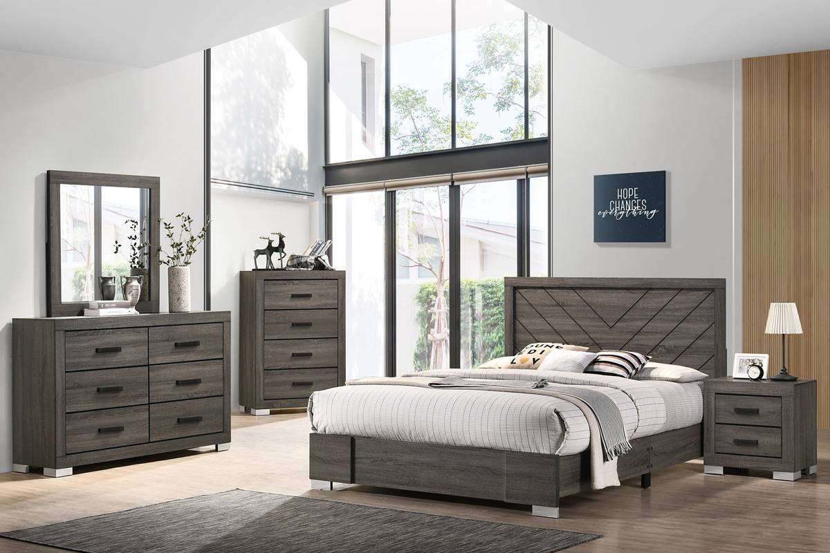 Queen Size Bed Grey