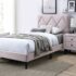 Twin Size Bed Light Pink Adjustable Headboard
