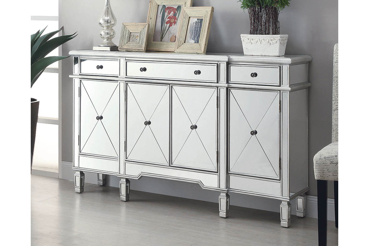 Aconitum 4-Door Wine Cabinet Clear Mirror