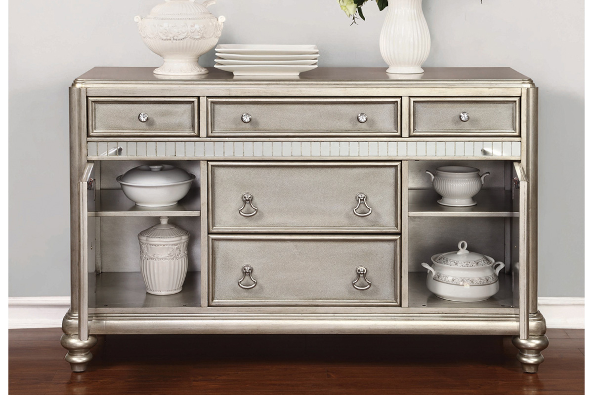 Bling Game 5-Drawer Dining Server Metallic Platinum