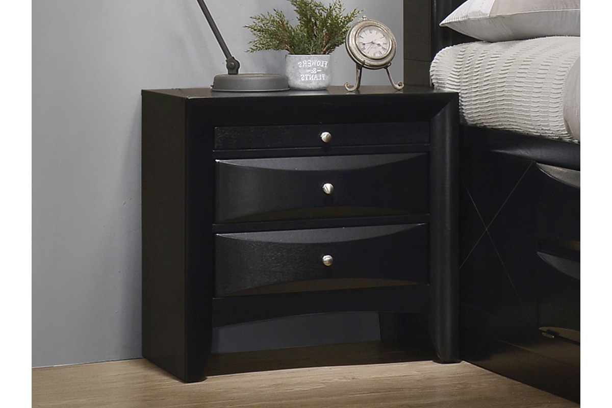 Briana Rectangular 2-Drawer Nightstand Black