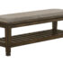 Franco Bench With Lower Shelf Beige And Burnished Oak