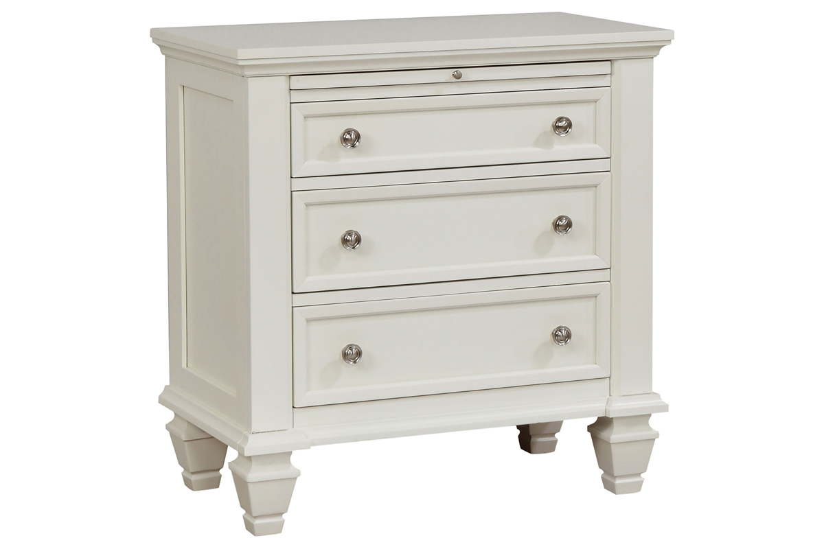 Sandy Beach 3-Drawer Nightstand Cream White