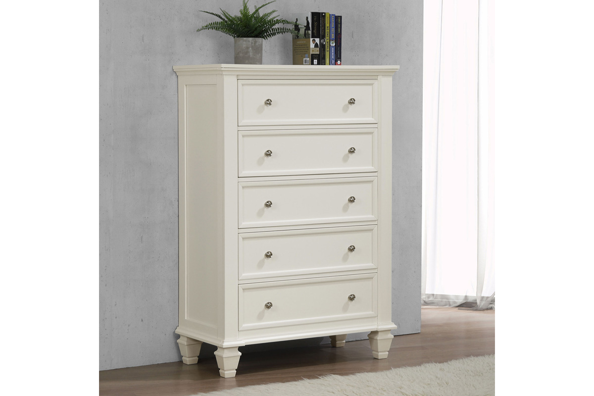 Sandy Beach 5-Drawer Chest Cream White