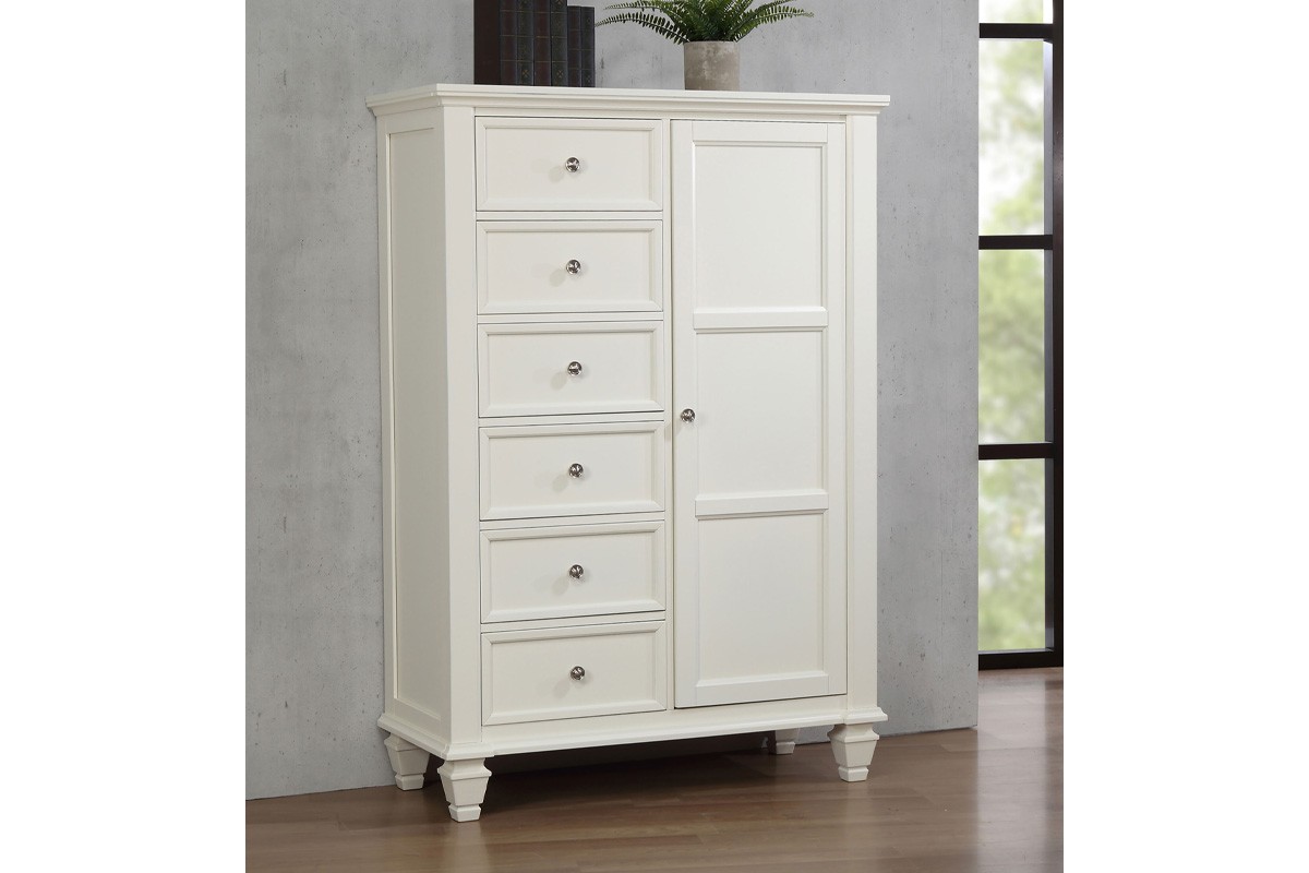 Sandy Beach 8-Drawer Door Chest Storage Cream White