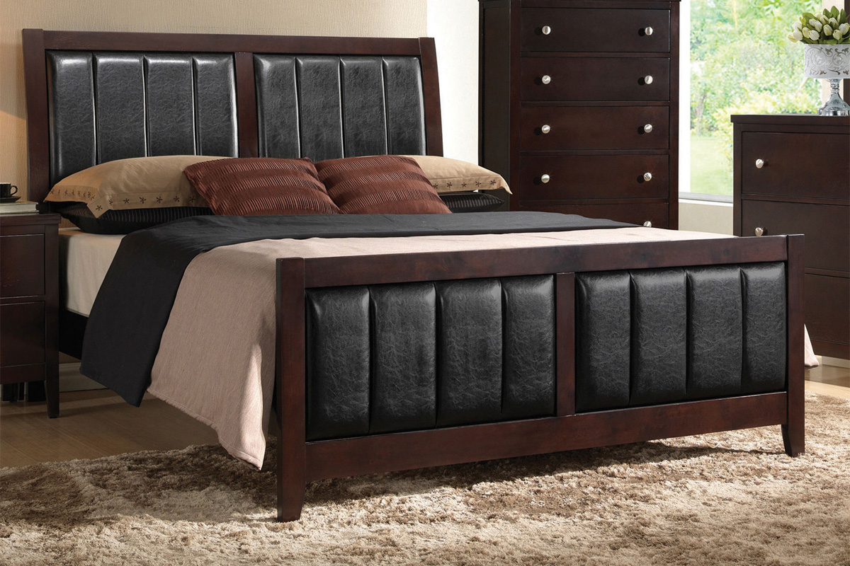 Carlton Full Upholstered Panel Bed Cappuccino And Black