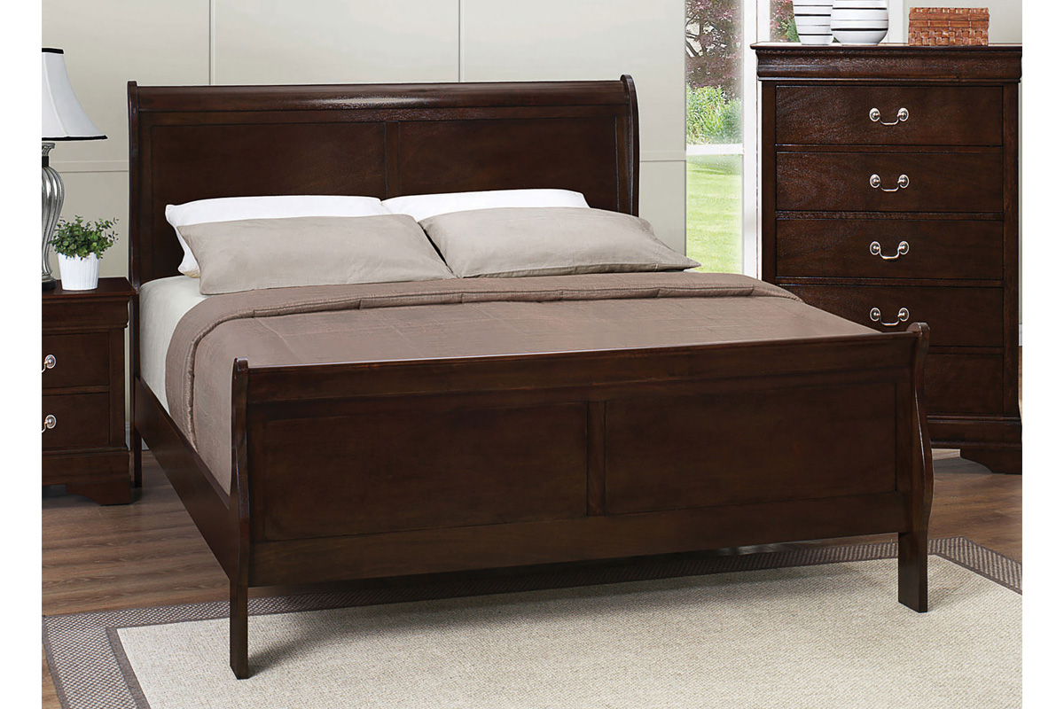 Louis Philippe Queen Panel Sleigh Bed Cappuccino