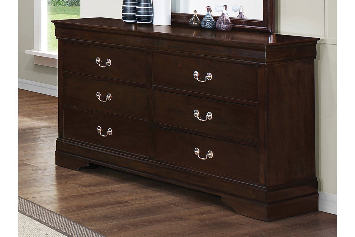 Louis Philippe 6-Drawer Dresser Cappuccino