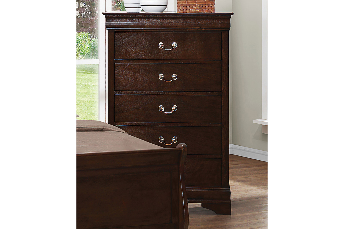 Louis Philippe 5-Drawer Chest With Silver Bails Cappuccino