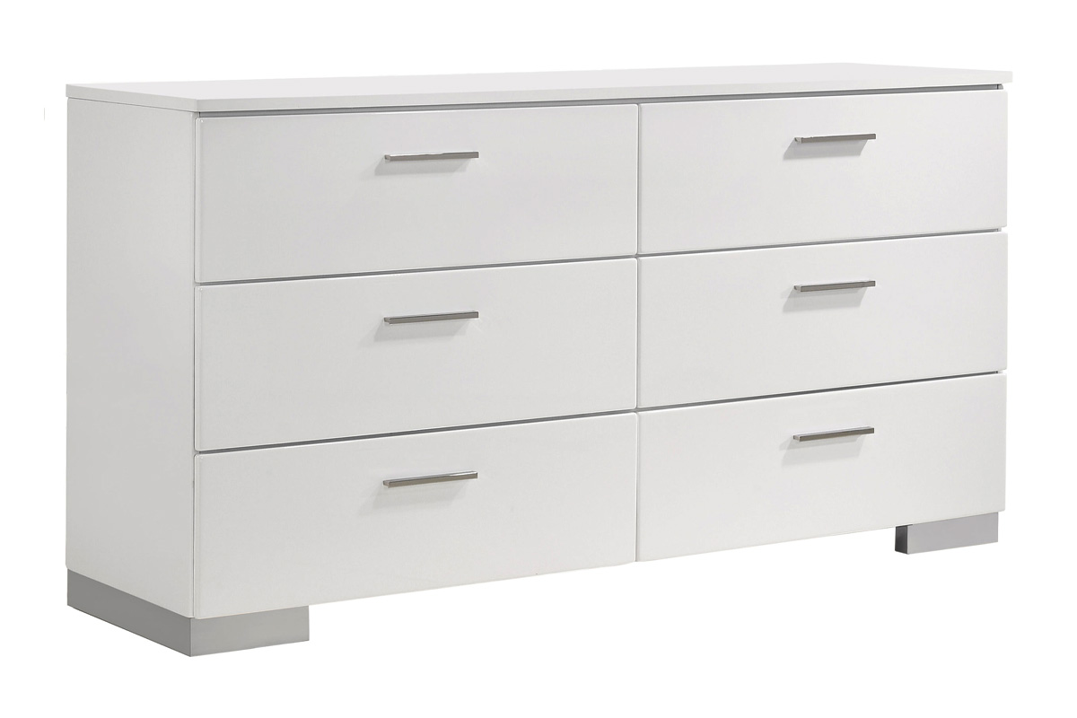 Felicity 6-Drawer Dresser Glossy White