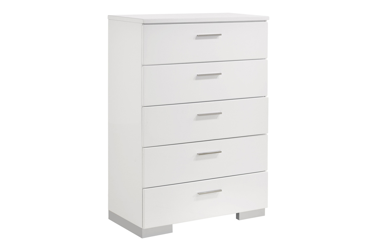 Felicity 5-Drawer Chest Glossy White